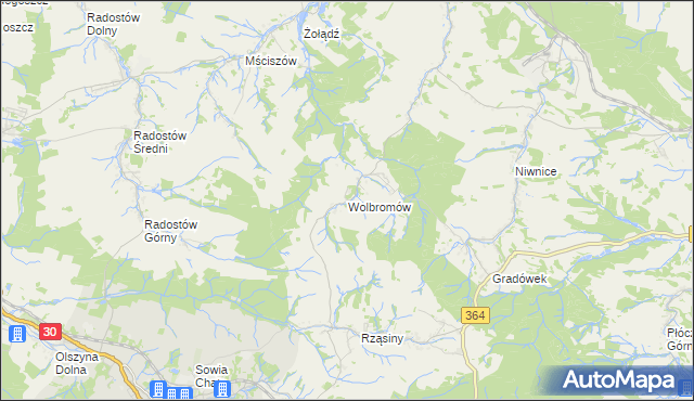 mapa Wolbromów, Wolbromów na mapie Targeo