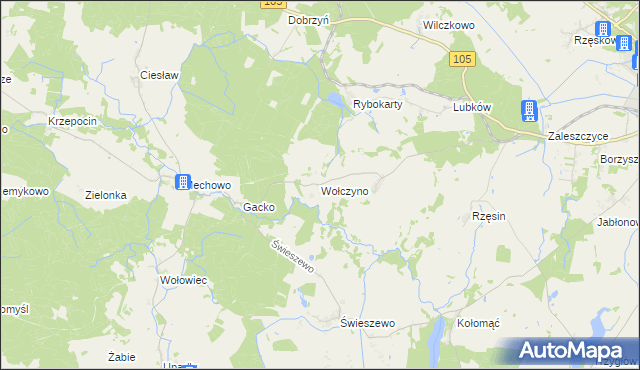 mapa Wołczyno, Wołczyno na mapie Targeo