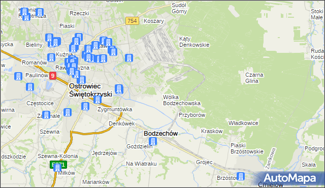 mapa Wólka Bodzechowska, Wólka Bodzechowska na mapie Targeo