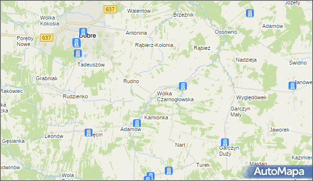 mapa Wólka Czarnogłowska, Wólka Czarnogłowska na mapie Targeo