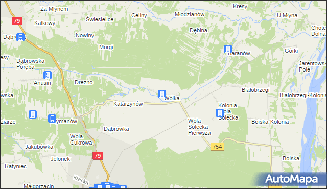 mapa Wólka gmina Lipsko, Wólka gmina Lipsko na mapie Targeo