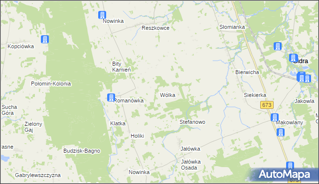 mapa Wólka gmina Sidra, Wólka gmina Sidra na mapie Targeo
