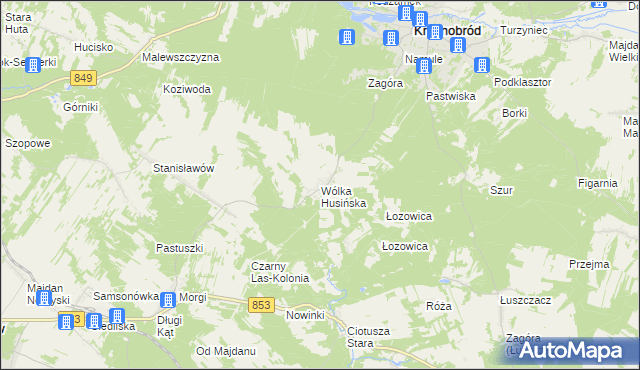 mapa Wólka Husińska, Wólka Husińska na mapie Targeo