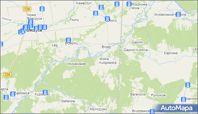 mapa Wólka Kuligowska, Wólka Kuligowska na mapie Targeo