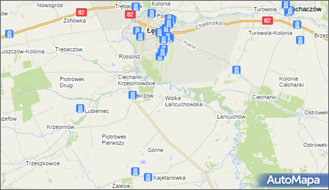 mapa Wólka Łańcuchowska, Wólka Łańcuchowska na mapie Targeo