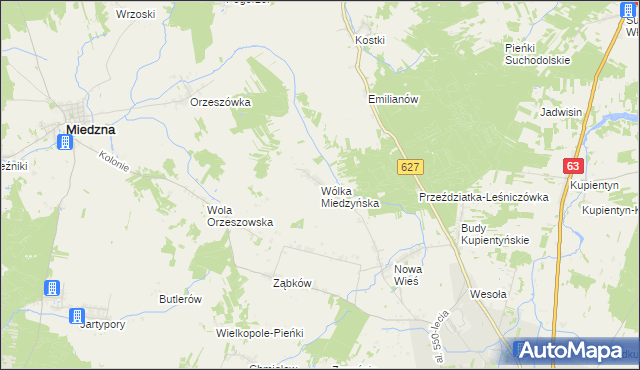 mapa Wólka Miedzyńska, Wólka Miedzyńska na mapie Targeo