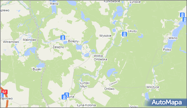 mapa Wólka Orłowska gmina Nidzica, Wólka Orłowska gmina Nidzica na mapie Targeo