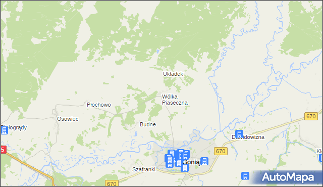 mapa Wólka Piaseczna gmina Goniądz, Wólka Piaseczna gmina Goniądz na mapie Targeo