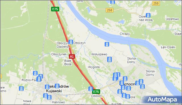 mapa Wołuszewo, Wołuszewo na mapie Targeo