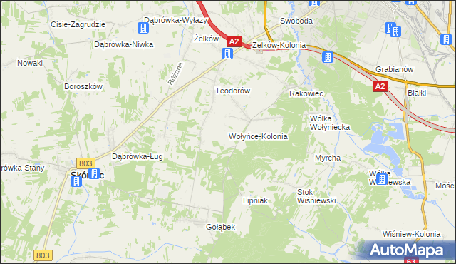 mapa Wołyńce-Kolonia, Wołyńce-Kolonia na mapie Targeo