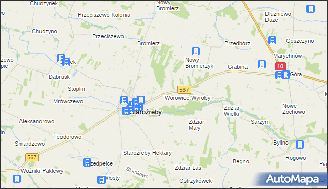 mapa Worowice-Wyroby, Worowice-Wyroby na mapie Targeo