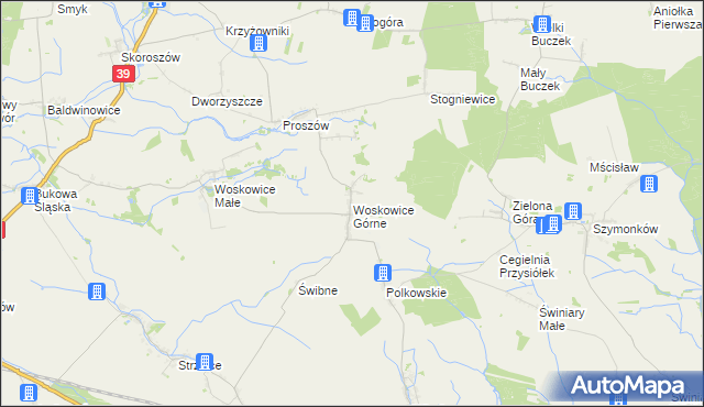 mapa Woskowice Górne, Woskowice Górne na mapie Targeo