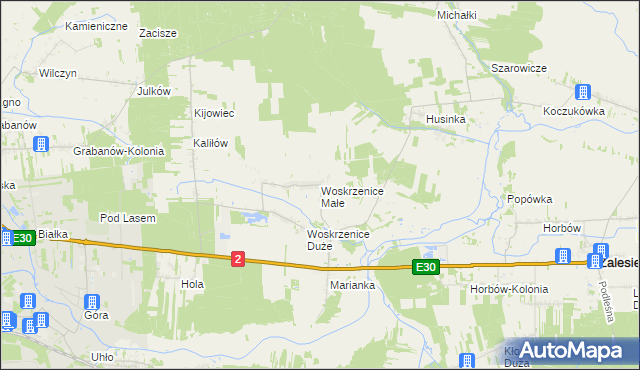 mapa Woskrzenice Małe, Woskrzenice Małe na mapie Targeo