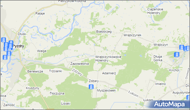 mapa Wrąbczynkowskie Holendry, Wrąbczynkowskie Holendry na mapie Targeo