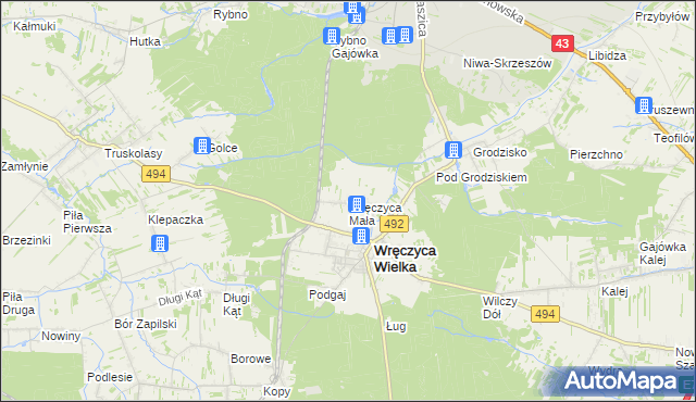 mapa Wręczyca Mała, Wręczyca Mała na mapie Targeo