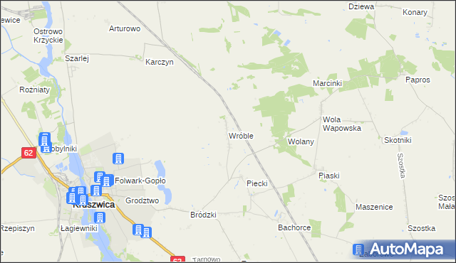 mapa Wróble gmina Kruszwica, Wróble gmina Kruszwica na mapie Targeo