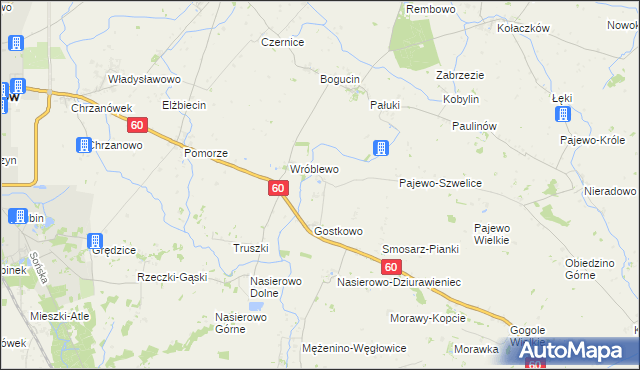 mapa Wróblewko, Wróblewko na mapie Targeo