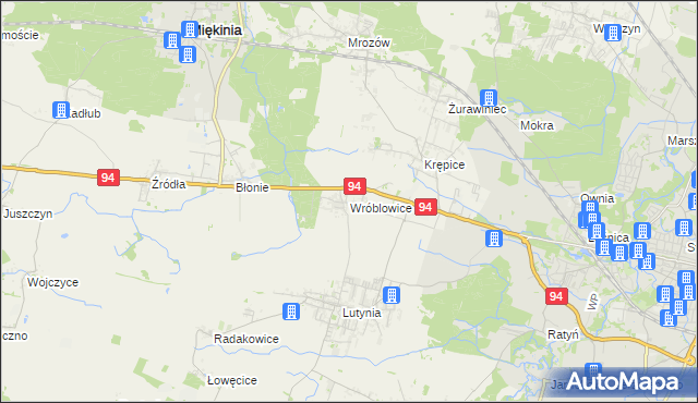 mapa Wróblowice gmina Miękinia, Wróblowice gmina Miękinia na mapie Targeo