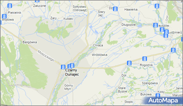 mapa Wróblówka gmina Czarny Dunajec, Wróblówka gmina Czarny Dunajec na mapie Targeo