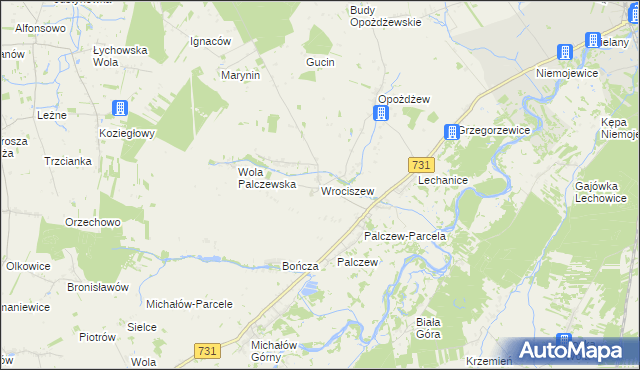 mapa Wrociszew, Wrociszew na mapie Targeo