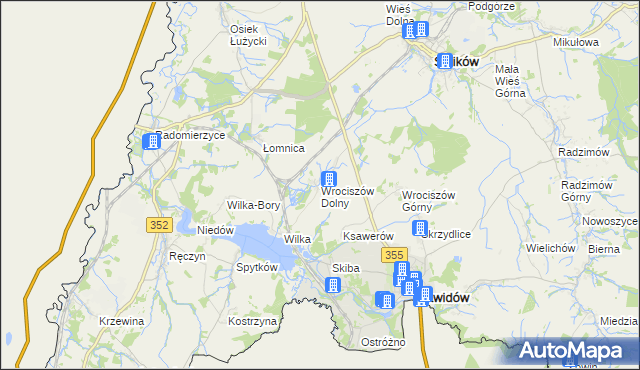 mapa Wrociszów Dolny, Wrociszów Dolny na mapie Targeo