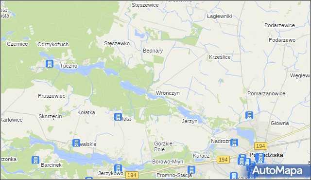 mapa Wronczyn gmina Pobiedziska, Wronczyn gmina Pobiedziska na mapie Targeo