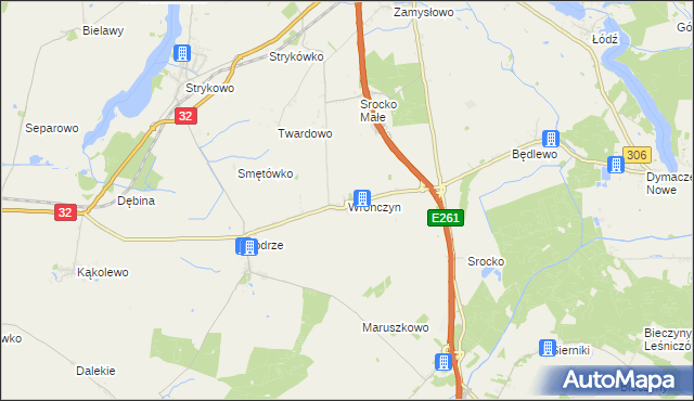 mapa Wronczyn gmina Stęszew, Wronczyn gmina Stęszew na mapie Targeo