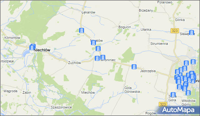 mapa Wroniniec, Wroniniec na mapie Targeo