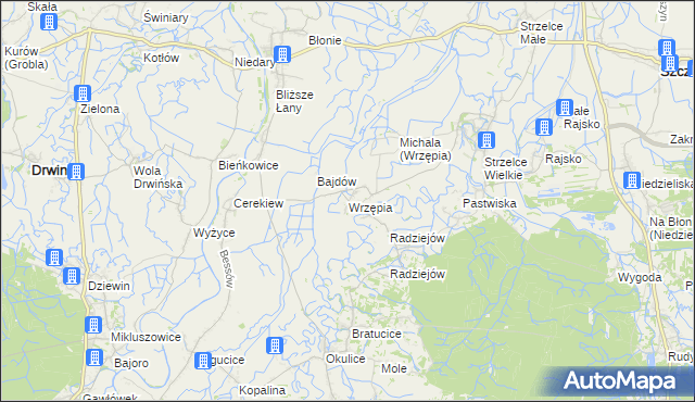 mapa Wrzępia, Wrzępia na mapie Targeo