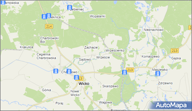 mapa Wrzeście gmina Wicko, Wrzeście gmina Wicko na mapie Targeo