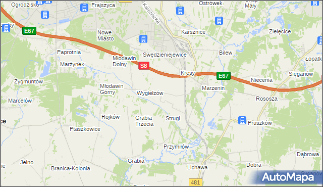 mapa Wrzesiny gmina Sędziejowice, Wrzesiny gmina Sędziejowice na mapie Targeo