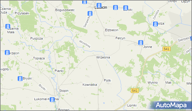 mapa Września gmina Rościszewo, Września gmina Rościszewo na mapie Targeo