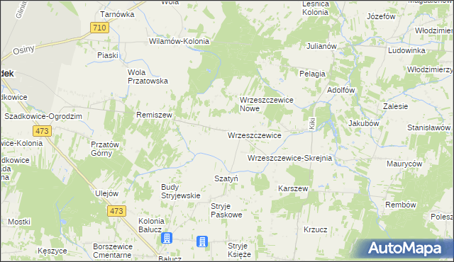 mapa Wrzeszczewice, Wrzeszczewice na mapie Targeo