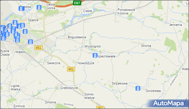 mapa Wszechświęte gmina Oleśnica, Wszechświęte gmina Oleśnica na mapie Targeo