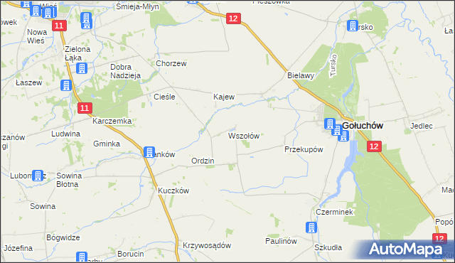 mapa Wszołów, Wszołów na mapie Targeo