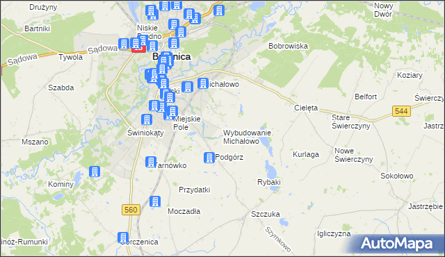 mapa Wybudowanie Michałowo, Wybudowanie Michałowo na mapie Targeo