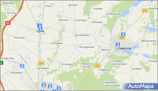 mapa Wyciążkowo, Wyciążkowo na mapie Targeo