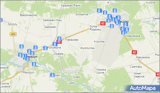 mapa Wydrzynów, Wydrzynów na mapie Targeo