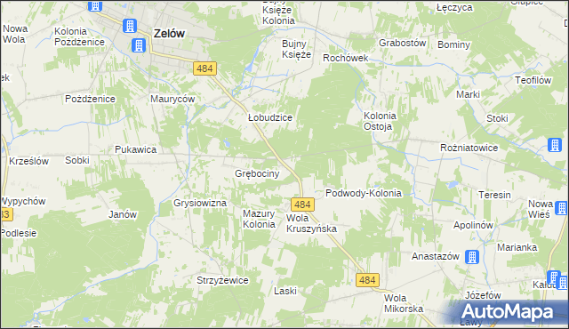 mapa Wygoda gmina Bełchatów, Wygoda gmina Bełchatów na mapie Targeo