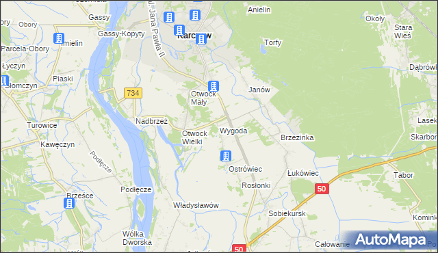 mapa Wygoda gmina Karczew, Wygoda gmina Karczew na mapie Targeo