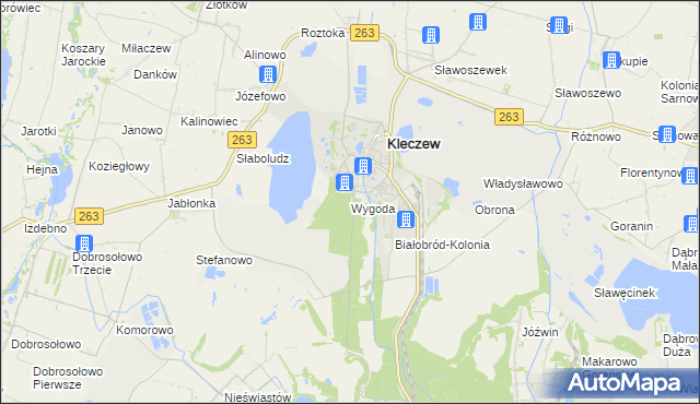 mapa Wygoda gmina Kazimierz Biskupi, Wygoda gmina Kazimierz Biskupi na mapie Targeo