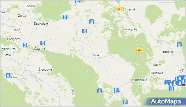 mapa Wyk gmina Zbójna, Wyk gmina Zbójna na mapie Targeo