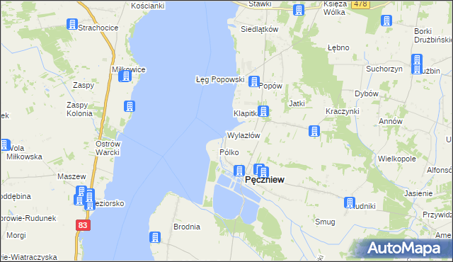 mapa Wylazłów gmina Pęczniew, Wylazłów gmina Pęczniew na mapie Targeo