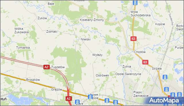 mapa Wyłazy, Wyłazy na mapie Targeo