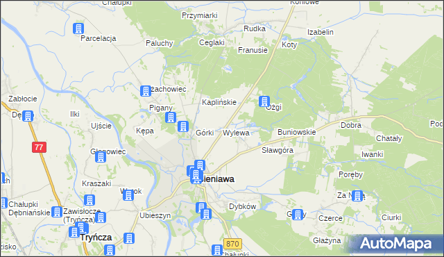 mapa Wylewa, Wylewa na mapie Targeo