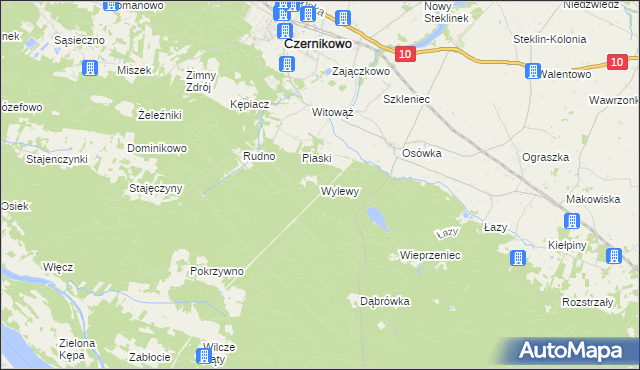 mapa Wylewy, Wylewy na mapie Targeo