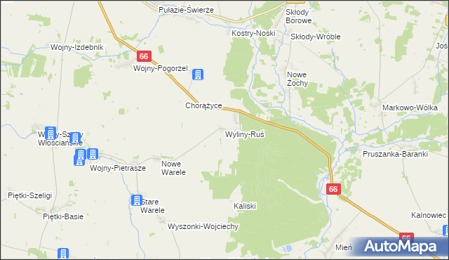 mapa Wyliny-Ruś, Wyliny-Ruś na mapie Targeo