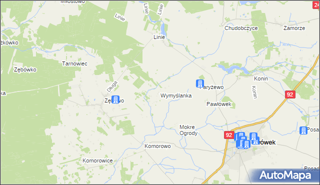 mapa Wymyślanka gmina Lwówek, Wymyślanka gmina Lwówek na mapie Targeo