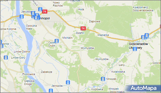 mapa Wymysłów gmina Annopol, Wymysłów gmina Annopol na mapie Targeo