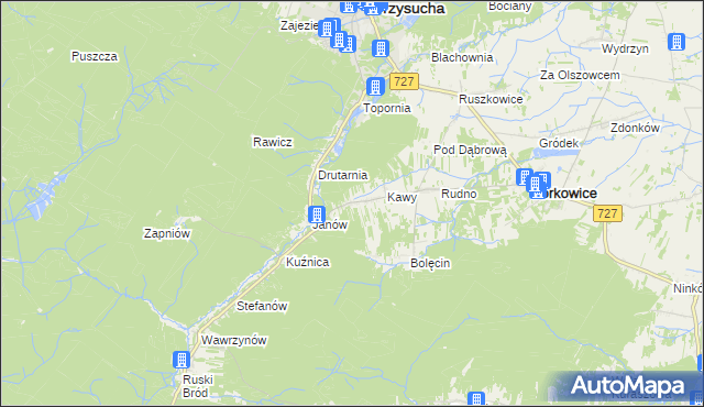 mapa Wymysłów gmina Borkowice, Wymysłów gmina Borkowice na mapie Targeo